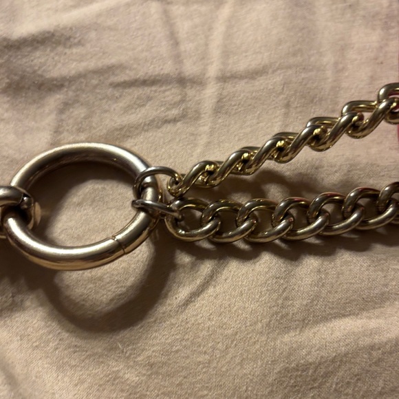 DKNY Magenta Pebbled Leather Zip Chained Shoulder Bag EUC - Picture 9 of 9